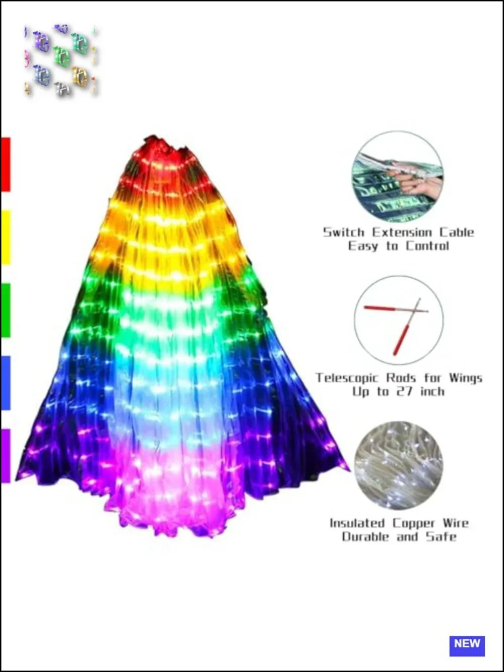 LED Butterfly Wings Light Up Fairy Costume Kids Halloween Christmas Dance